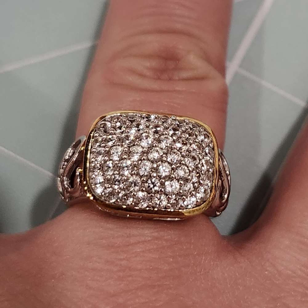 JTV Lovemore By Lisa Mason 18k Gold Over Sterling Silver White Zircon Ring Sz 5